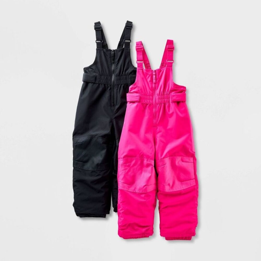Toddler Girls' 2pk Snow Bib - Cat & Jack Black/Pink 2T